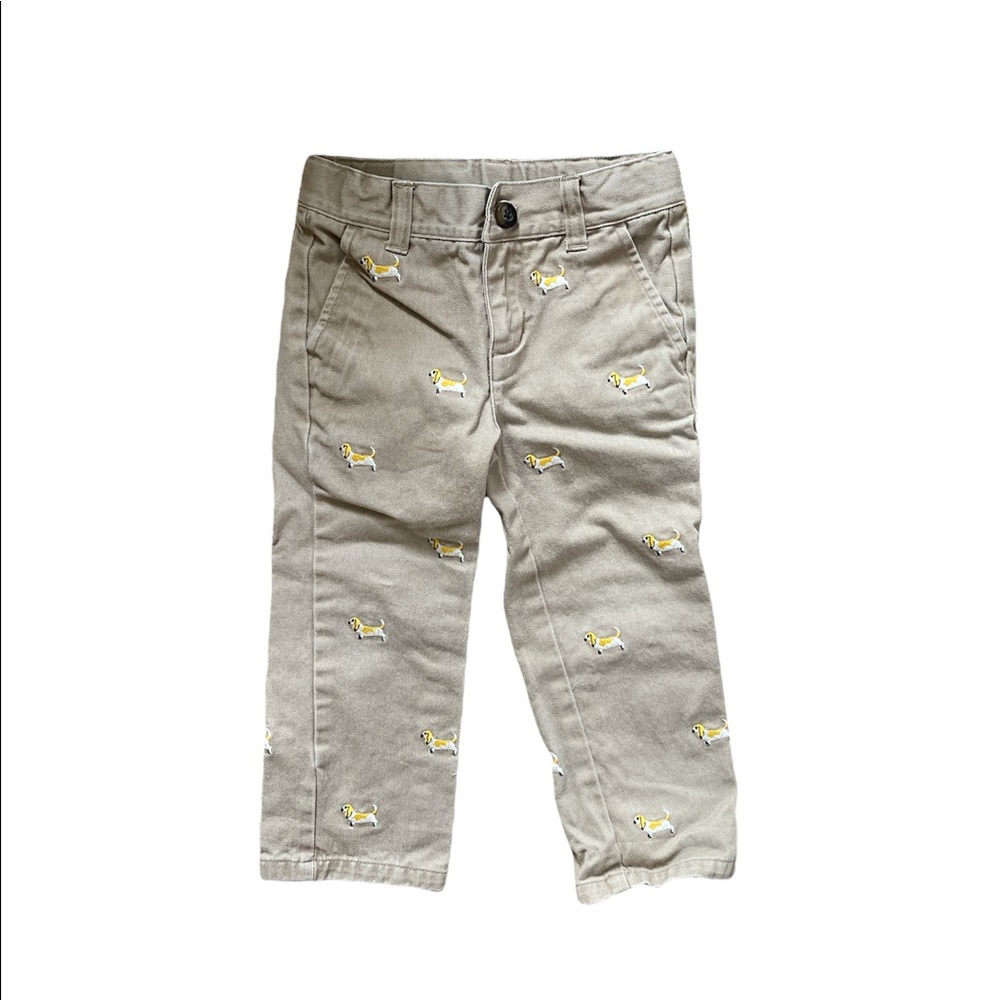 Janie and Jack khaki pants with embroidered dogs